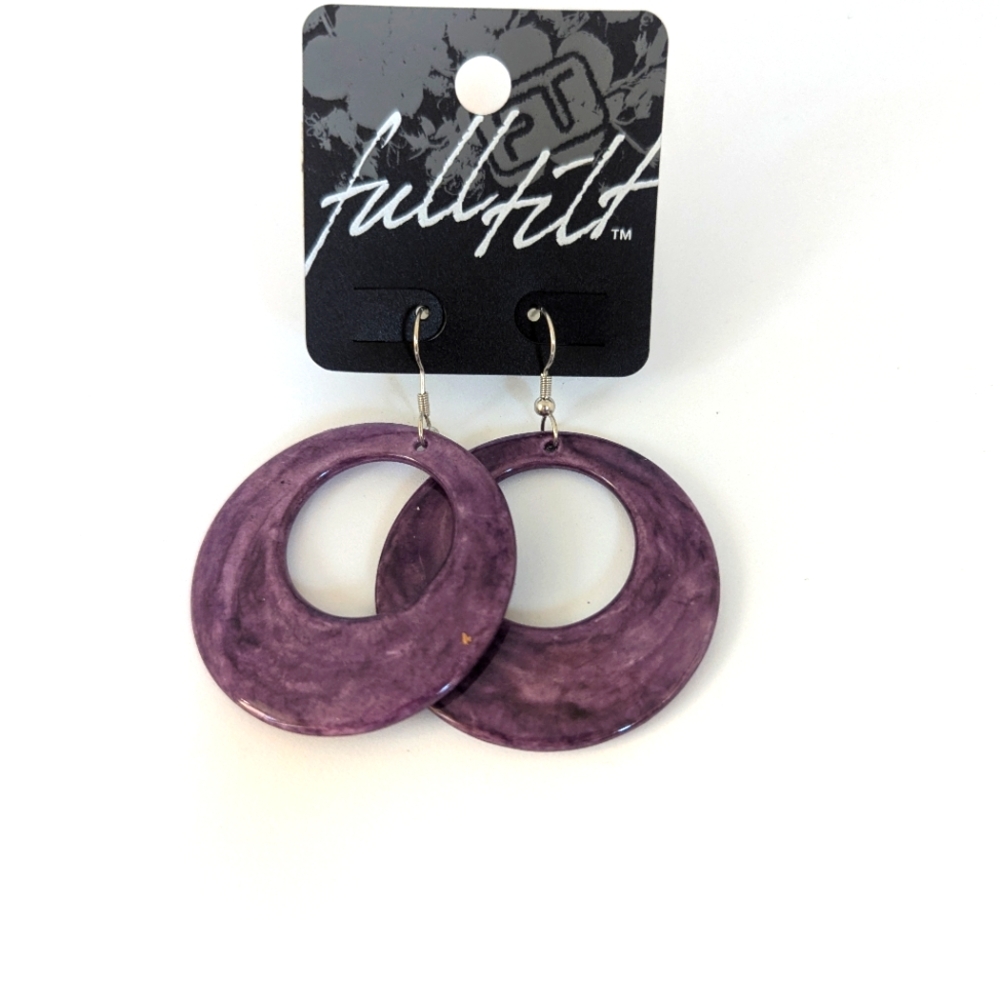 full tilt Purple Marble Hoop Drop Earrings